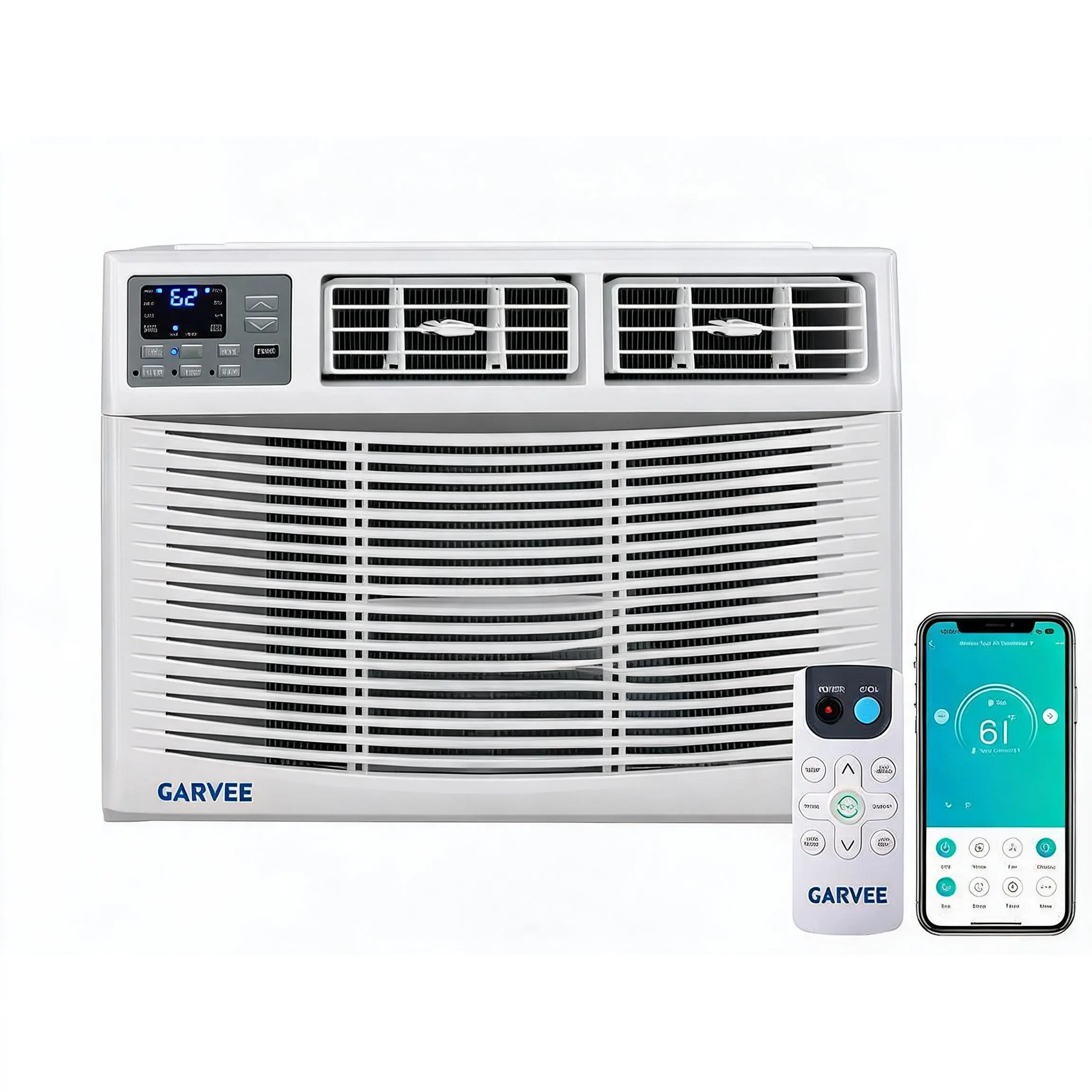 Garvee 8000 BTU Window Type Home AC Unit - 4-in-1 Wi-Fi Enabled Air Conditioner with Cooling, Heating, Dehumidifying, Fan Functions, Smart Remote App Control, Alexa Compatible for Up to 350 Sq. Ft