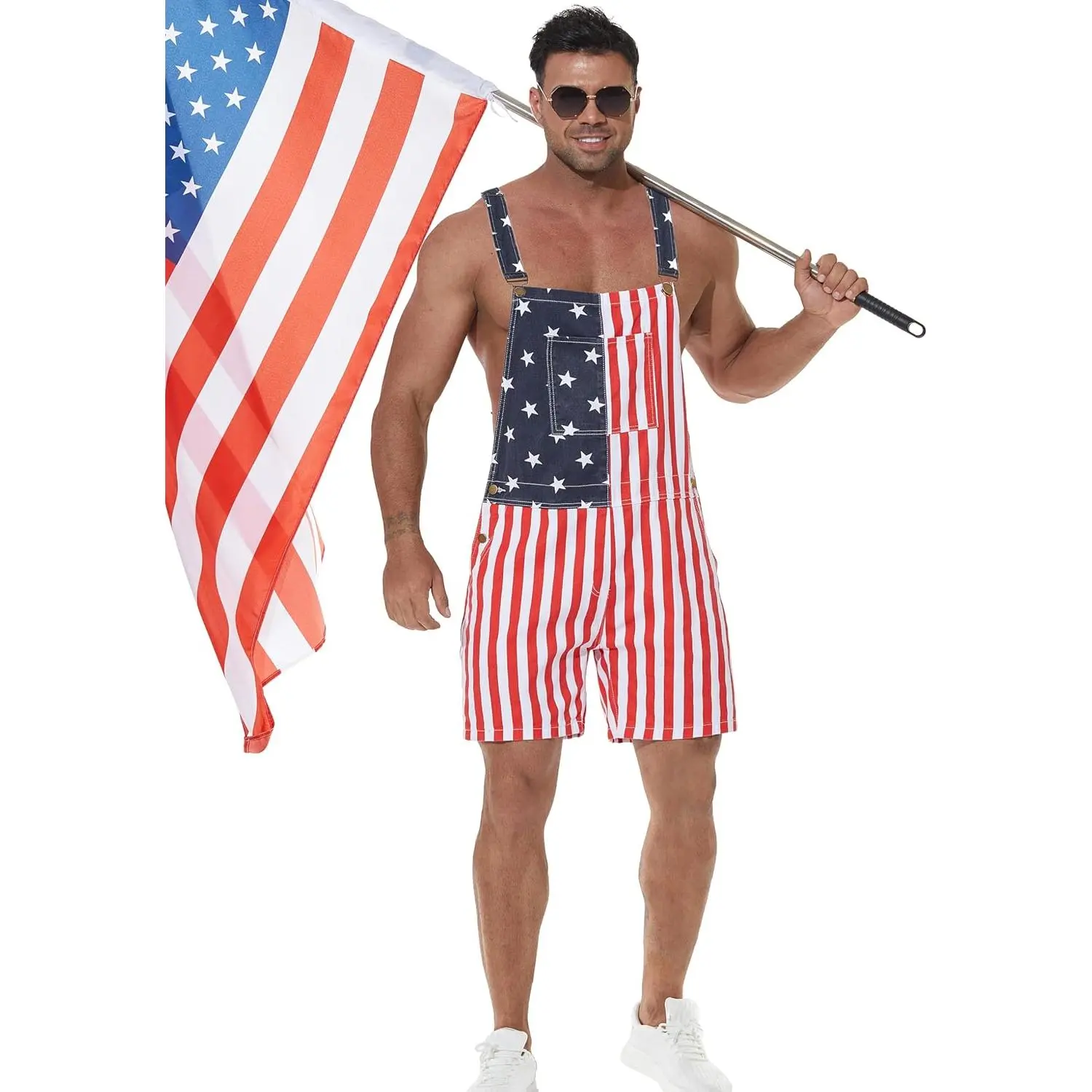 Unisex Printed Overalls Shorts Romper Festival Jumpsuits Work Bibs Coveralls Gifts for Men and Women