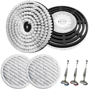 4 Pack S7001 Upgraded Steam Mop Replacement Brush Pads, Compatible with Shark S8201/S8001/S7201/S7000 Series Steam and Scrub Mop, Nylon Bristle for Polishing Hard Floors (2 White, 2 Gray)