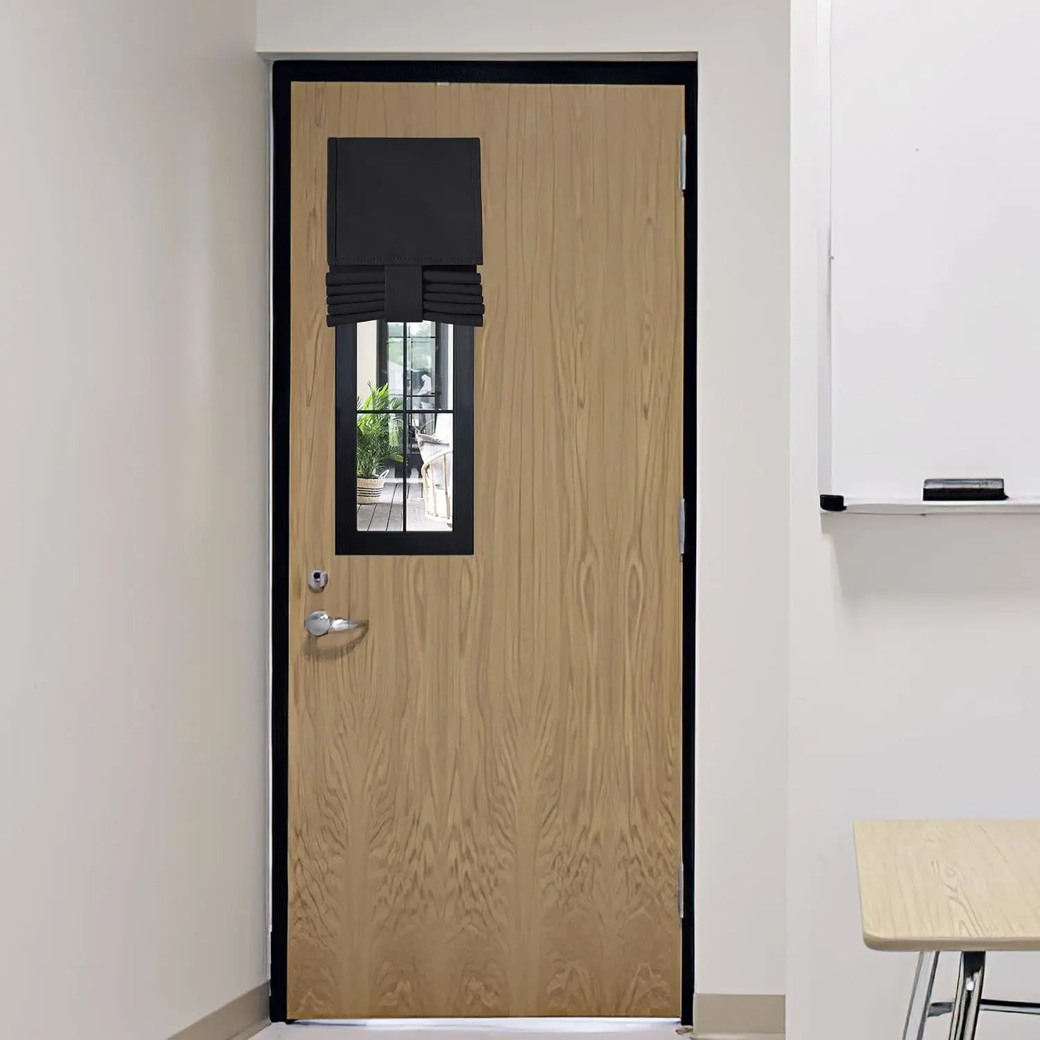Blackout Stick-On Blinds for Classroom Doors & Windows, No-Drill Single Panel Room Darkening Shades, Lockdown View-Blocking Cover, 8in W x 36in L, Black