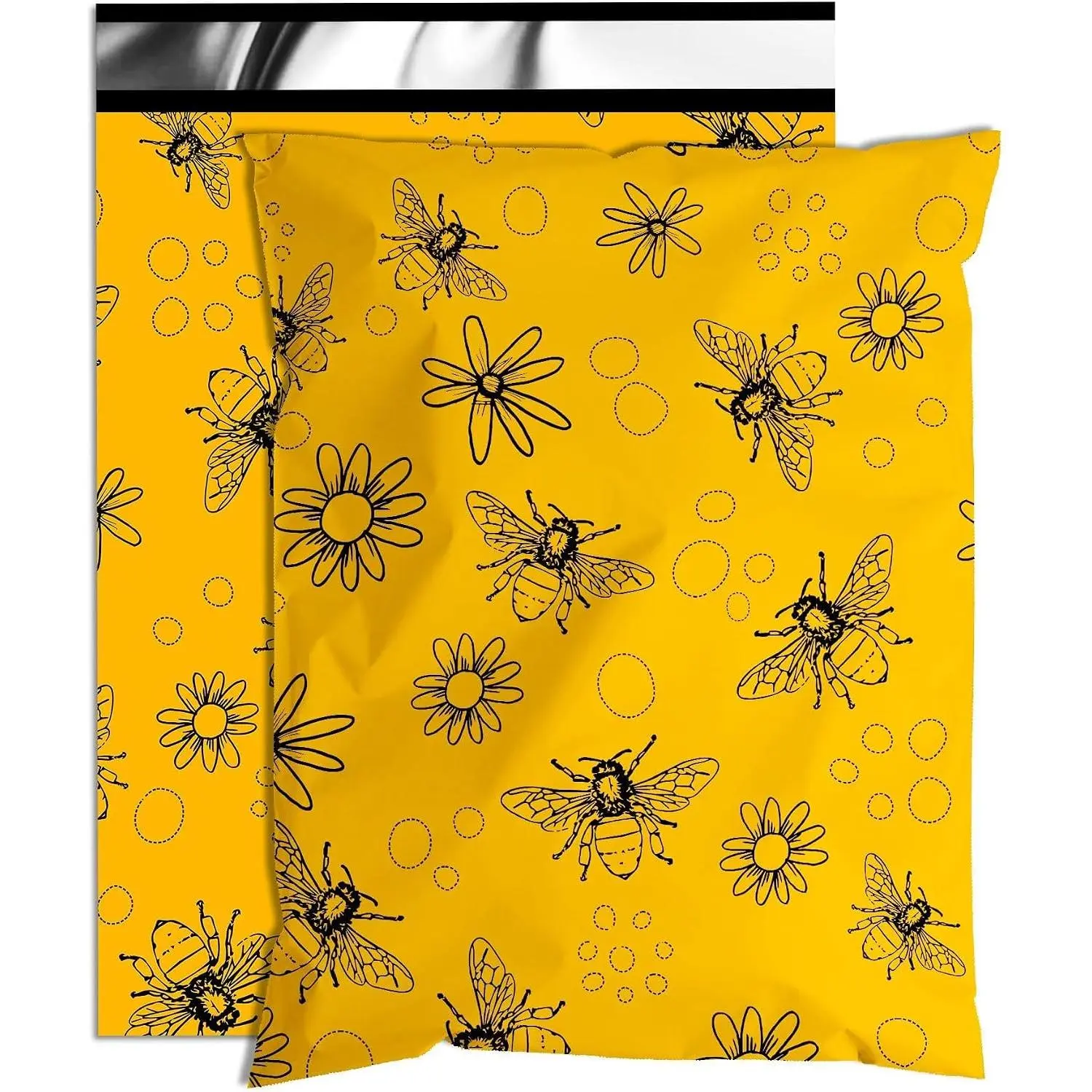 Bees Poly Mailer 10x13 Inch 100 Pcs, Waterproof Shipping Bags for Clothing, Tear-Resistant Mailier Bags, Strong Mailing Bags with Self-Seal