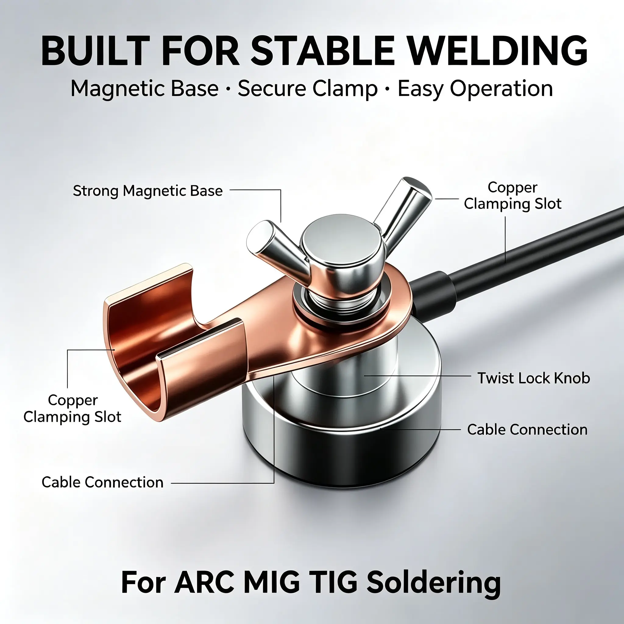 Magnetic Welding Ground Clamp, Tin Welding Ground Clip, Strong Magnetic Adhesion, Conductive Stability, Welder Accessories