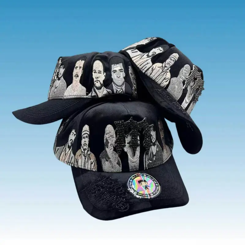 Black Velvet Rhinestone Cartoon Ghost Snapback Hat - Premium Streetwear Adjustable Baseball Cap for Men, Women, Party Decorations Accessory