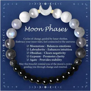 Moon Phase Moonstone Bracelet, New Beginnings Inspirational Gifts for Women, Birthday Gifts for Friend Sister, Anxiety Relief