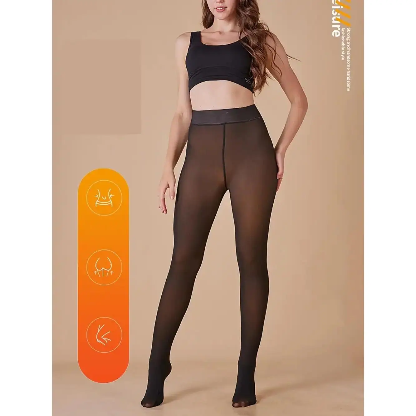 New Compression Band One Seam Original Magic Fleece Lined Leggings Closed Foot Thermal Tights XXS-3XL 4 Skin Shades Winter Warm Hosiery