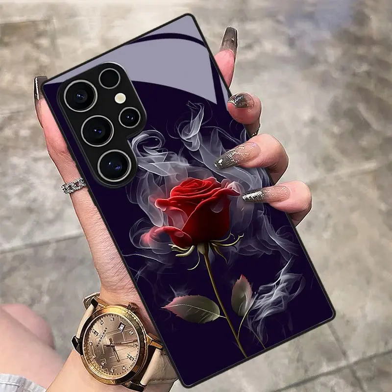 Red Rose Smoke Print Phone Case - Drop-Proof Mobile Phone Accessory with Lens Protection for Samsung S26 S25 S24 S23 S22Pro S21 S20 Fe Plus Ultra Pro A56 A55 A54 A53 A52 A51 A36 A35 A34 A32 A26 A25 A24 A23 A16 A15 A14 A06 A05 A03s, Accessories