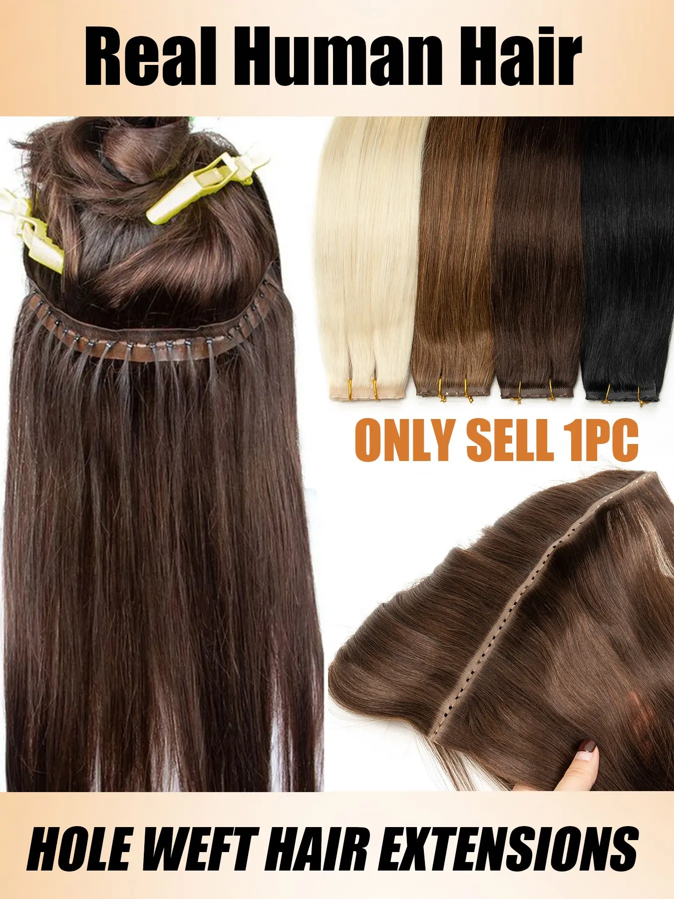 Machine-Placed Dual-Sided Invisible Hair Extensions, Straight Hair Butterfly Knot Natural Hair Extensions, Salon Hair Extensions, Human Hair Extensions