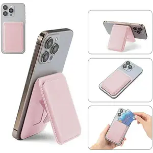 MagSafe Phone Wallet with Adjustable Handheld Stand, 3-Card Artificial Leather Case for iPhone 17/16/15/14/13, Slim Protective