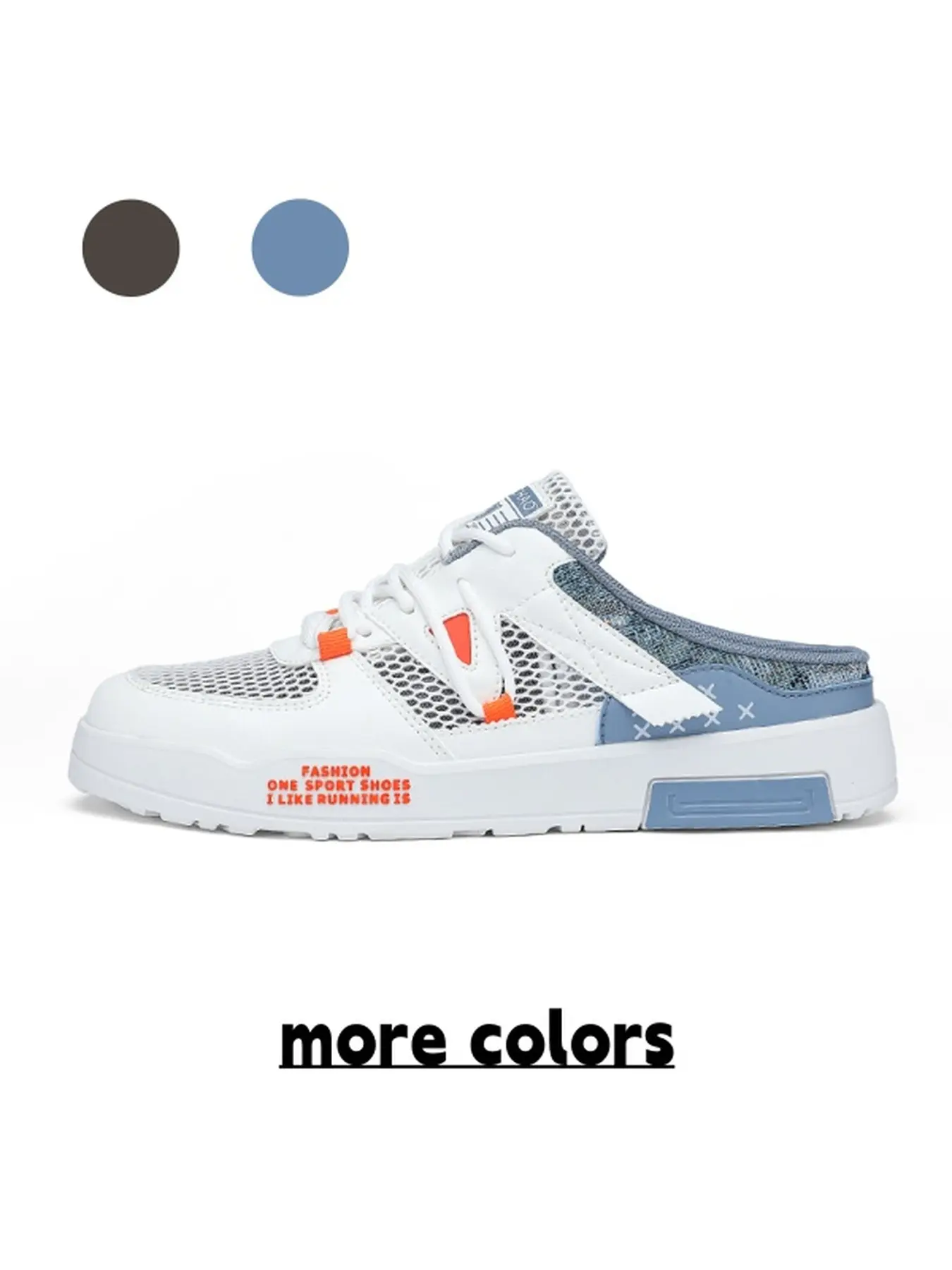 Men's Summer Breathable Closed Toe Mule Sneakers, Large Ventilated Mesh, Fashion Letter Print, Cushioned Platform Sole, Indoor And Outdoor Use, Walking Shoes