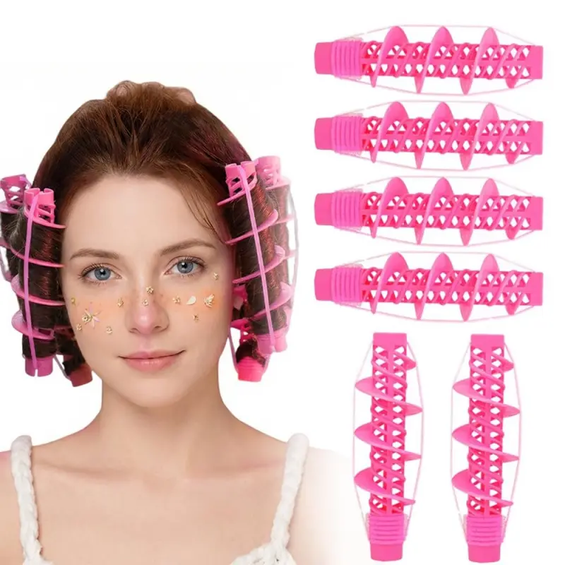 6-piece heatless hair curler set, big wave spiral curling rod, lazy hair curling tool, non-irritating hair curling cylinder, Hair Rollers, Heatless Curls Overnight, suitable for all hair types and various hairstyles