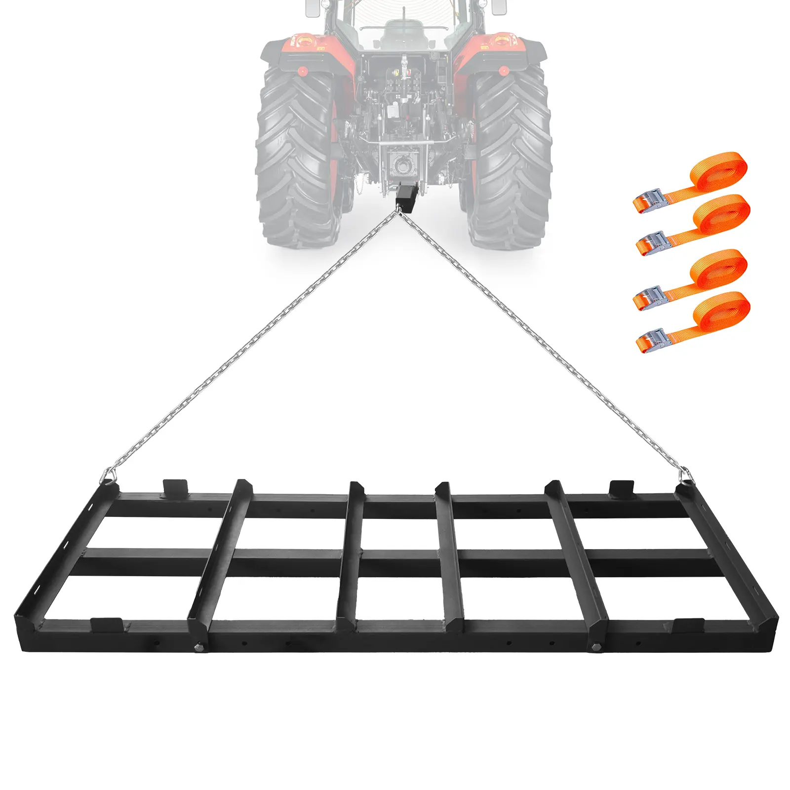 4FT Tow-Behind Land Leveler, Adjustable Width, Heavy-Duty Steel, ATV UTV Compatible, Black