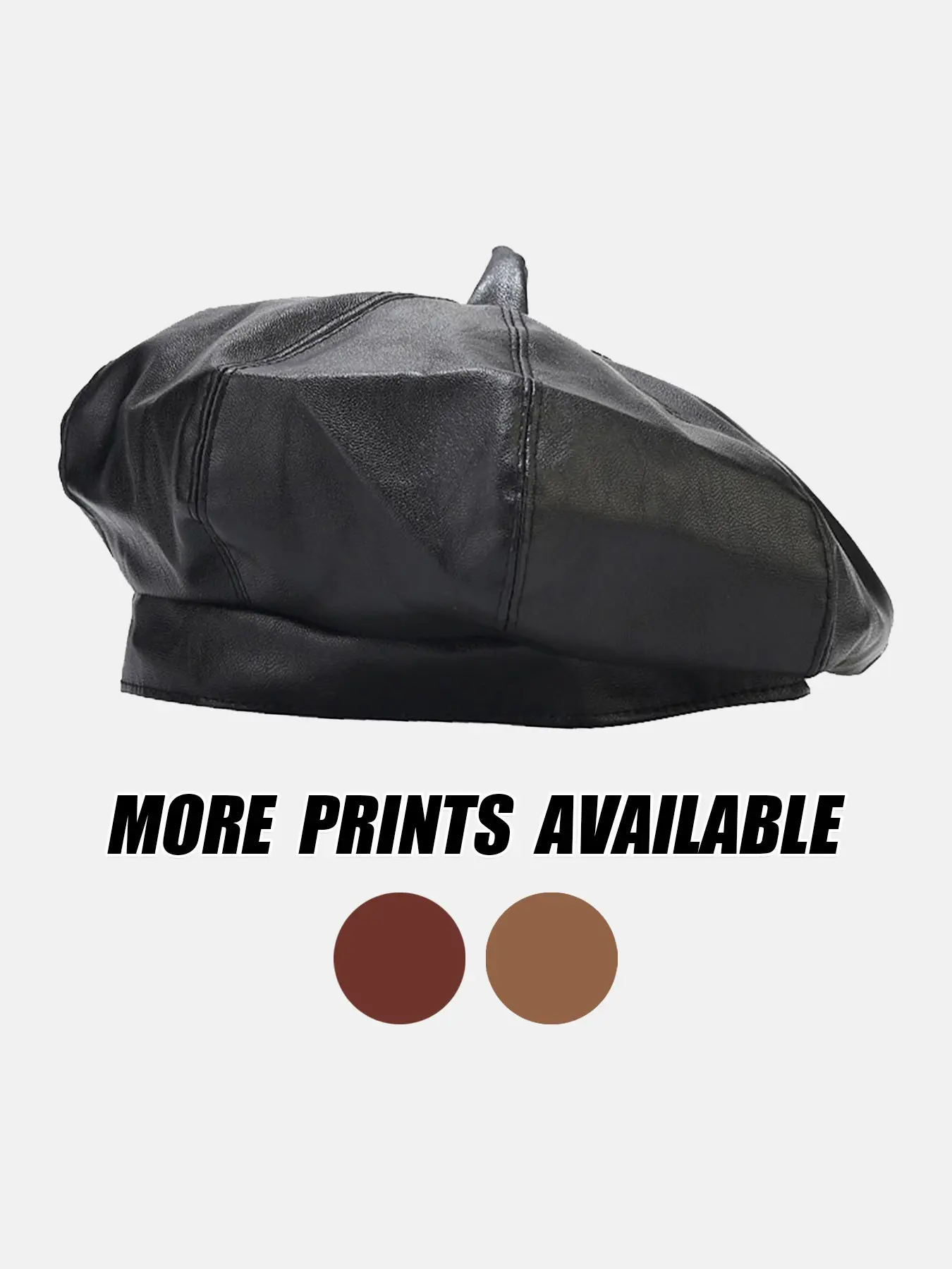 1PC ladies' imitation leather beret, a retro octagonal PU painted beret, a French retro soft pumpkin-colored beret, fashionable street trend winter hat
