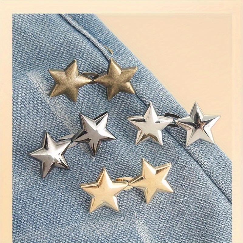 Jeans Button Tightener Set, Star Style 2 Sets/4 Sets Handmade Jeans Button Pins, Easy Installation Waist Tightener Buttons