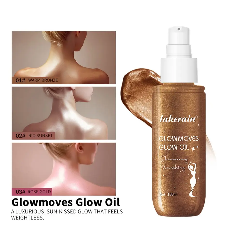 1Pcs Women's Liquid Highlighter Body Oil, Body Shimmer, Full-Body Glitter Shine, Party Makeup Enhancer, High-Shine Glow Boost, Radiant, Perfect for Evening