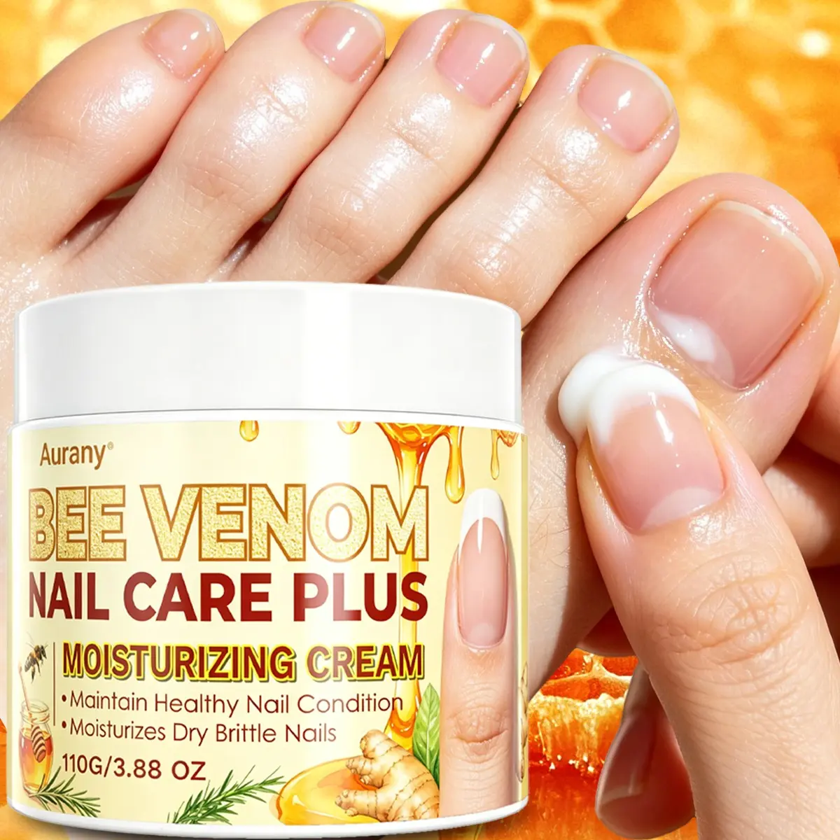 Bee Venom Cream, Nail Cream, Nail Moisturizer Cream，Moisturizing, Moisturizes Dry, Brittle Nails & Maintains Healthy Condition，Deeply Hydrates, Strengthens Weak Nails, Natural Formula, 110g – Daily Nail Care，Suitable for Everyone