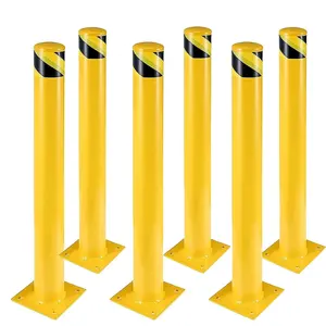 Heavy-Duty Steel Safety Bollard Posts – for Traffic Control, Driveway Barrier, Parking Pole Yellow summerwins