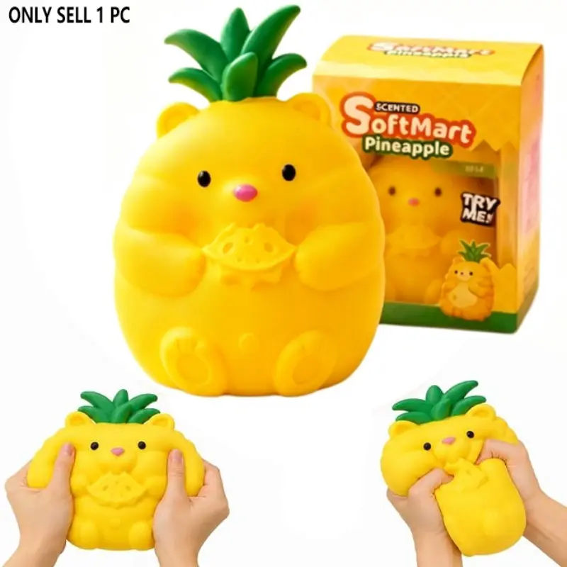 Jumbo Pineapple Bear Squishy Fidget Toy,Sensory Slow Rising Stress Ball | Cute Fruit Bear Squeeze Toy,Anxiety Relief for Adult Teens Autism Kids,Gift Birthday Christmas Party Favor Classroom Prizes,Squishy Sensory Fidgets