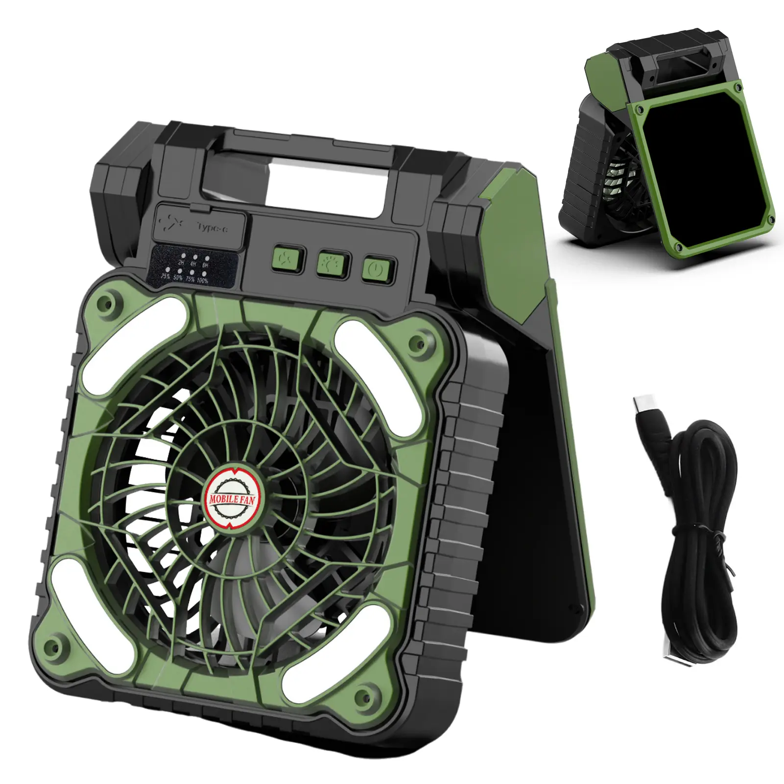 20000mAh Built-in Batteries Solar Portable Camping Fan, Ultra Quiet <25dB, 2-4-8H Timer, LED Light, USB Cable, ABS Material, Support Working While Charging for Outdoor, Bedroom Use, Plastic, 10000Mah, Built-In Li-Ion, Batteries Built-In