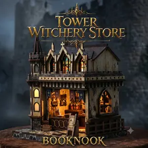 Spire Magic Shop DIY Book Nook Kit - 3D Wooden Miniature Bookshelf Insert, Aesthetic Home Decor & Adult Craft Gift