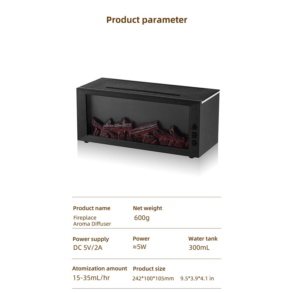 300ml Colorful Fireplace Flame Humidifier Aromatherapy Diffuser with Remote and Timer for Home and Office fire diffuser aroma diffuser humidifier humidifier purifier bourbon  humidifier whisker  humidifier