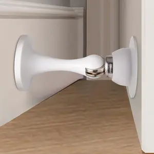 3 Pack  Door Stopper,   Door Holder Keep Door Open, Zinc Alloy Door Catch for Wall & Floor Mounting, No Drilling Door Stop with Adhesive White