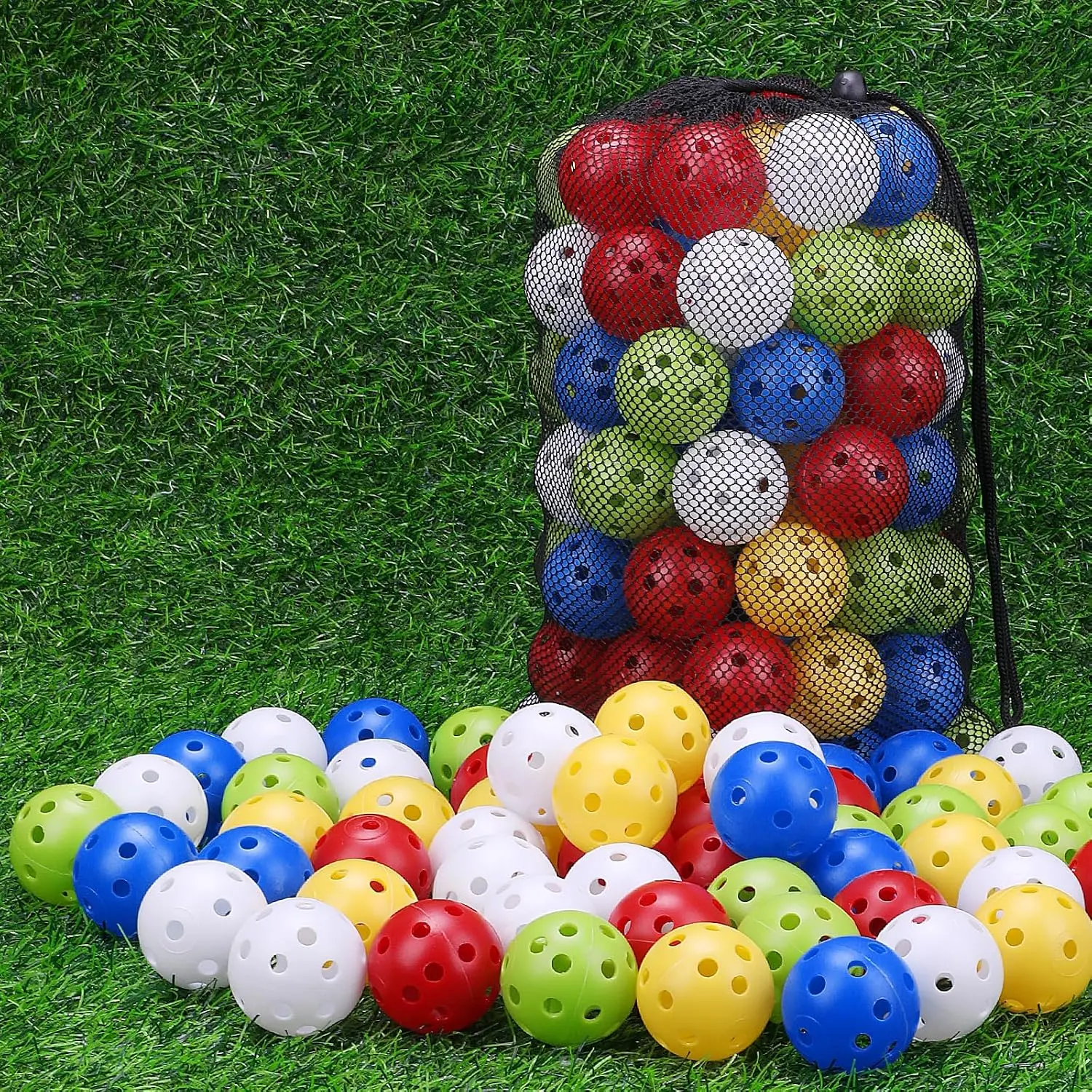 50/100/200 Pack Practice Golf Balls, 42mm Plastic Golf  Balls with a Drawstring Bag Hollow  for Swing Practice Driving Range Backyard  Indoor Outdoor Use