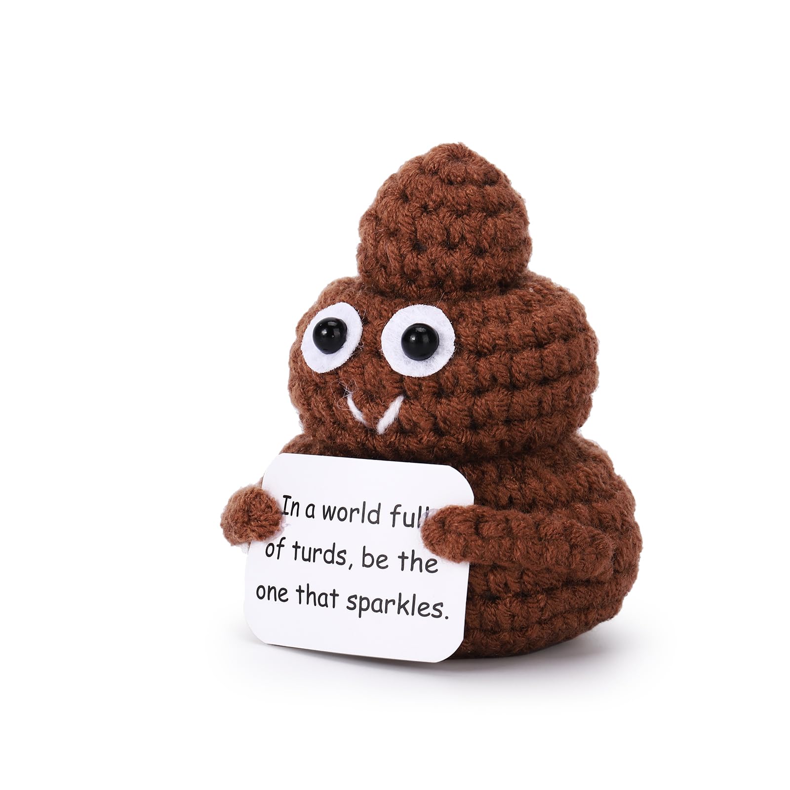 Mini Knitted Poop Plush Emotional Support Plush Cute Stress Relief Toy Great Christmas Presents Holiday Gifts Birthday Gifts For Women Men Him Teacher Appreciation Handmade Soft Doll Bag Charm Keychain Desk Decor Anxiety Relief Gift For Friends Family New