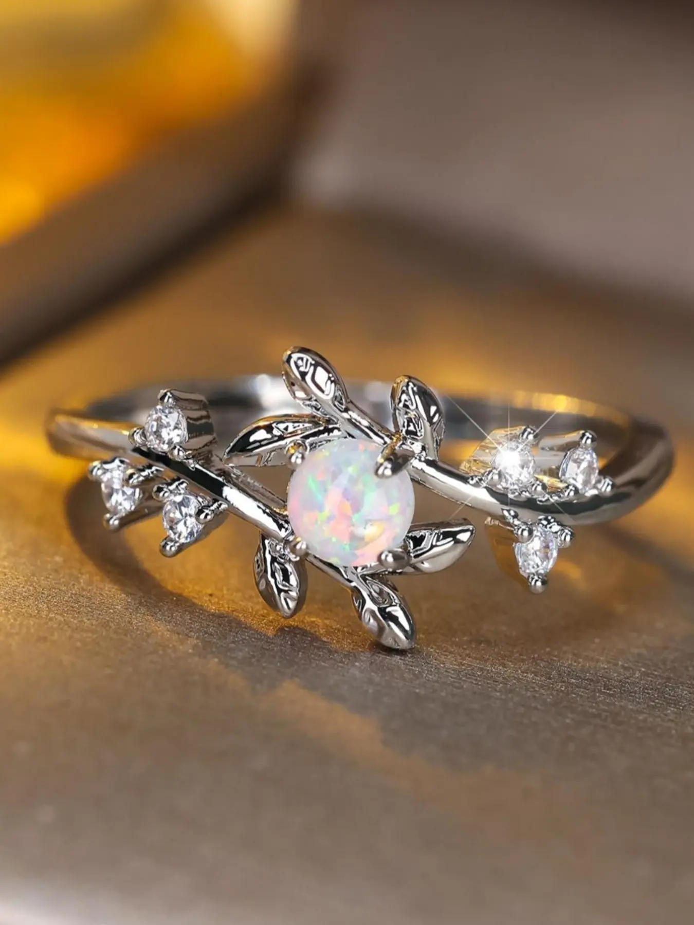 Artificial Gemstone & Rhinestone Decorated Ring, Fashion Accessories for Women, Fashionable Jewelry, Trendy All-match & Exquisite Jewelry for Birthday Gift, Elegant Glittering Ring, Elegant Ring, Aurora Ring, Elegant Fashion Rings, Beautiful Rings