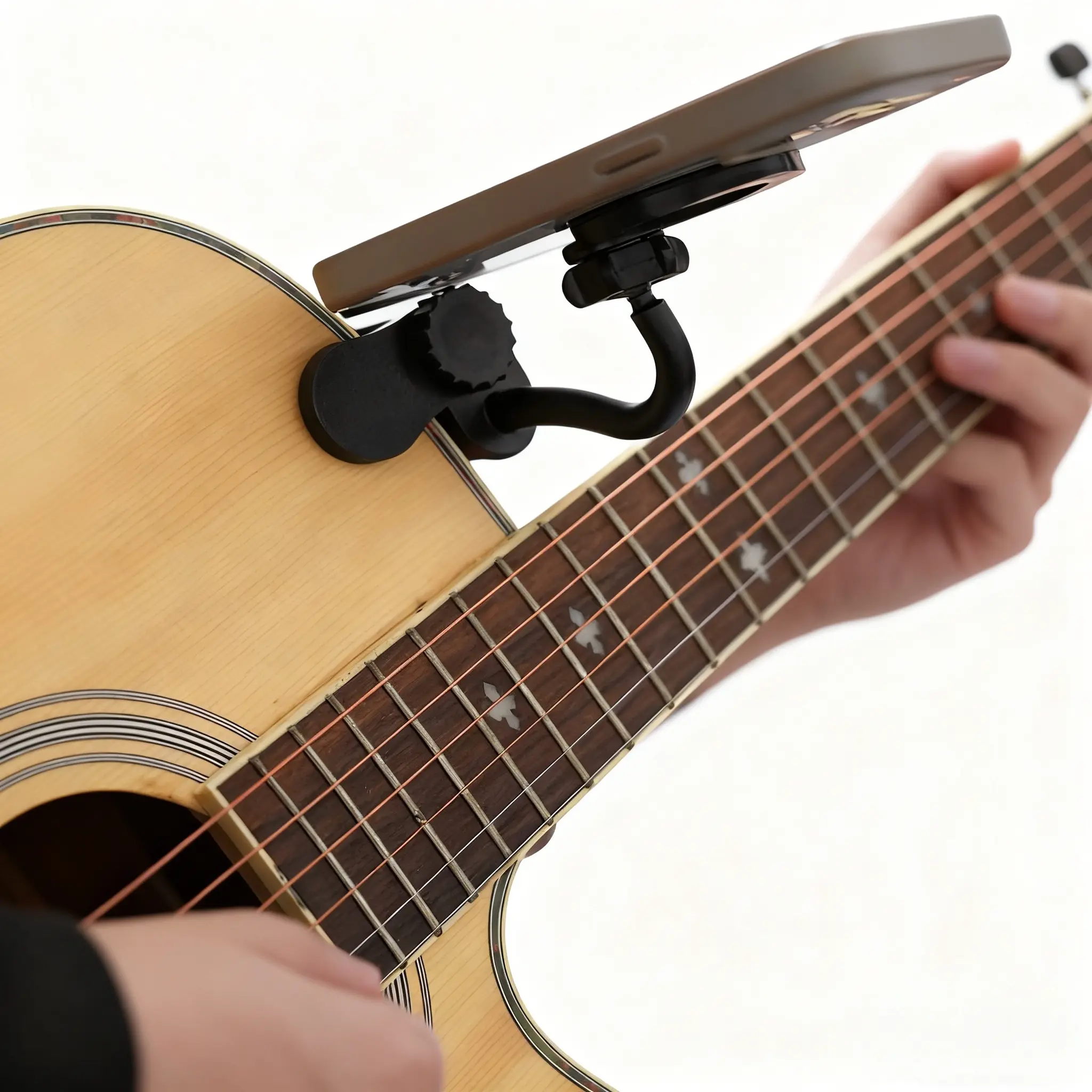 Ukulele Phone Stand, Guitar Phone Stand - Adjustable guitar stand, suitable for guitars/ukuleles with a thickness of 2.36-3.46inch, guitar sheet music stand, ideal for electronic sheet music, Accessory