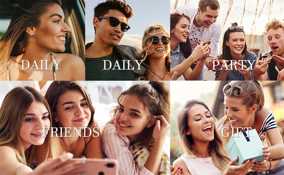 FIBO STEEL 14 PCS 16G Threadless Nose Studs Lip Rings Set for Women 316L Stainless Steel Screw Back Cubic Zirconia Earrings Heart Design Chain Piercings Septum Jewelry