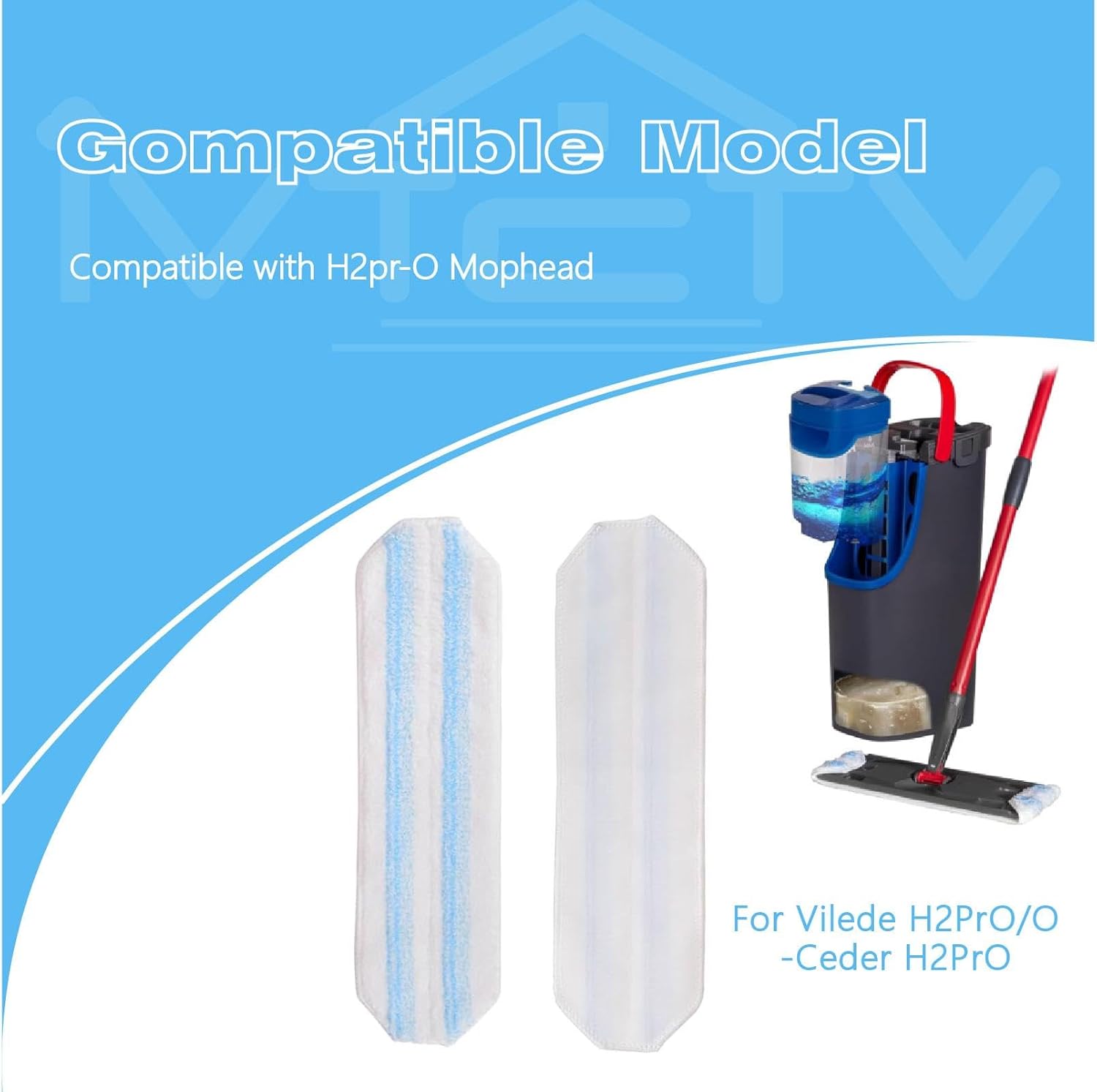 5-Pack Replacement Mop Pads for  H2prO/ Vileda H2prO Flat Mop System | Washable  Microfiber Pads