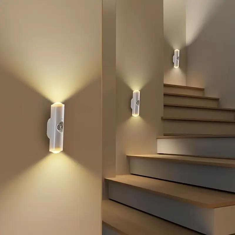 USB Rechargeable Motion Sensor Wall Light, Adjustable Brightness, Under Cabinet Lighting for Kitchen, Hallway, Closet, Stairs, Home Use