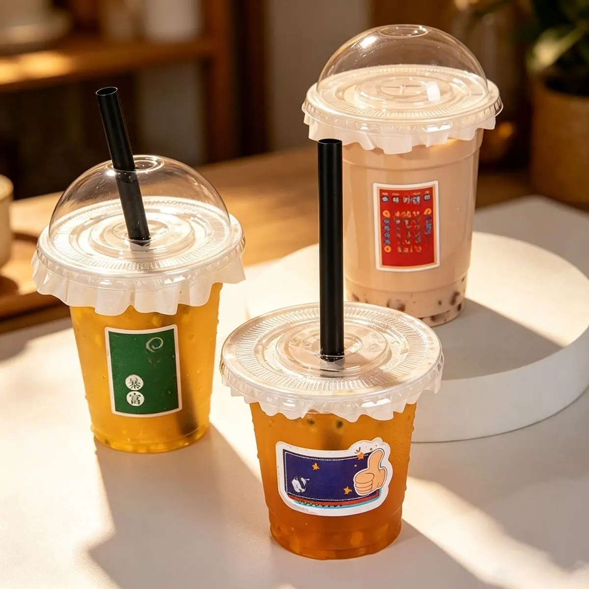 50 Disposable Cups, High Transparency Leak-Proof Pet Cold Drink Cups, 98mm Diameter, Ideal for Coffee, Iced Tea, Home & Commercial Use, Plastic Cups Disposable