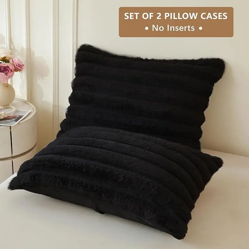 2-Pack Solid Stripe Pillowcases, Soft and Comfortable, Multiple Colors Available, Ideal for Fall and Winter, No Insert Included