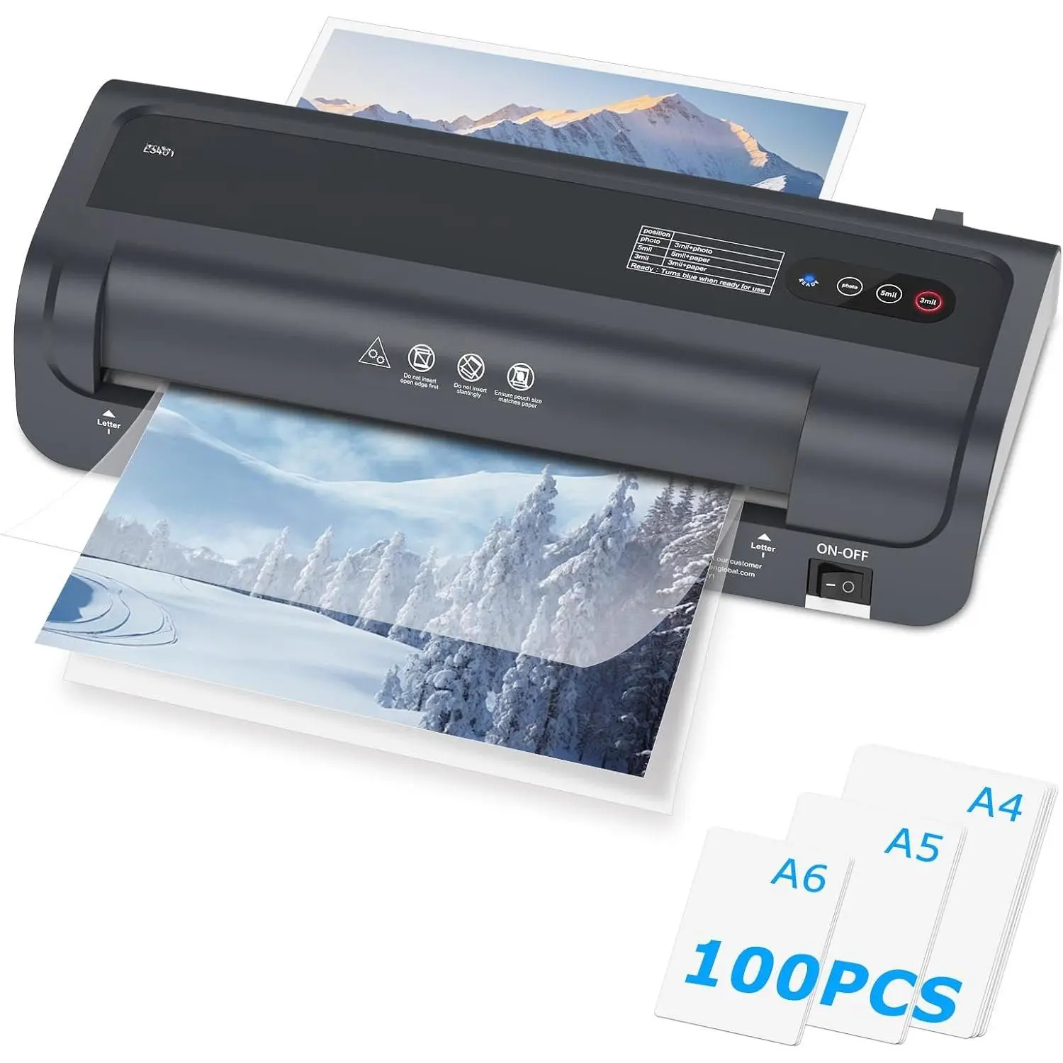 9-Inch Laminator Machine with 100 Sheets, Portable 4-in-1 Letter Size Thermal Laminating Machine with Jam-Free Tech for Teachers, DIY Crafting,  Office Supplies, Black