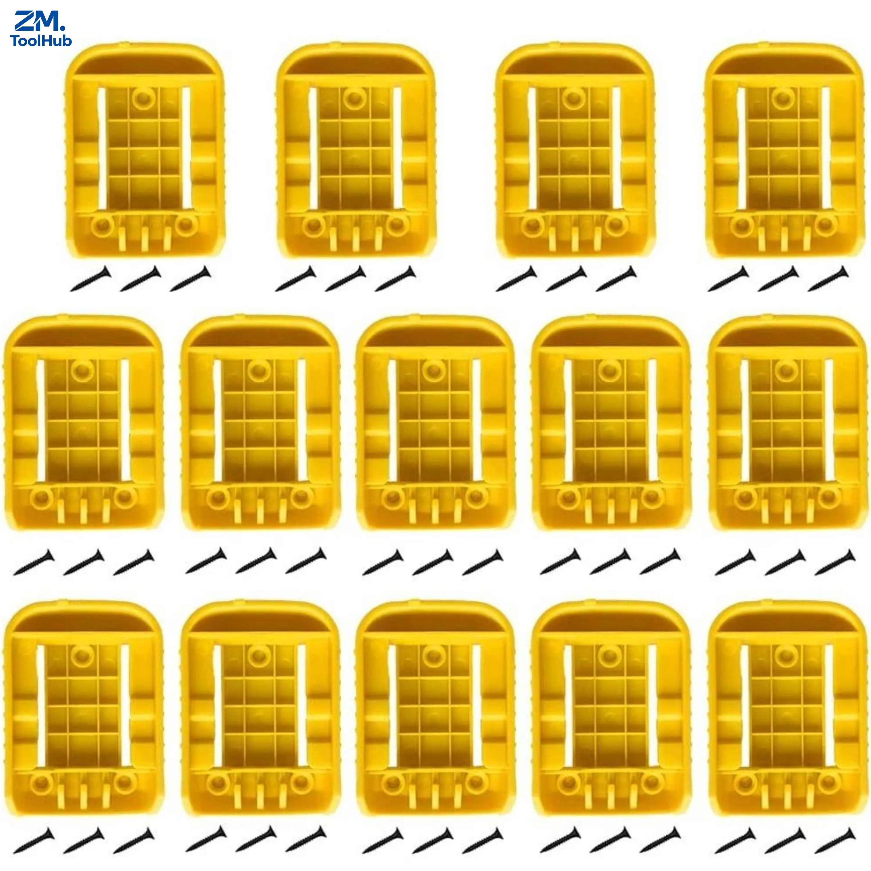 14-Packs Wall Mount Storage Battery Holders Mount Dock Yellow Fit for 20V 60V MAX Power Tool Batteries Heavy Duty Organizer Rack (No Battery)
