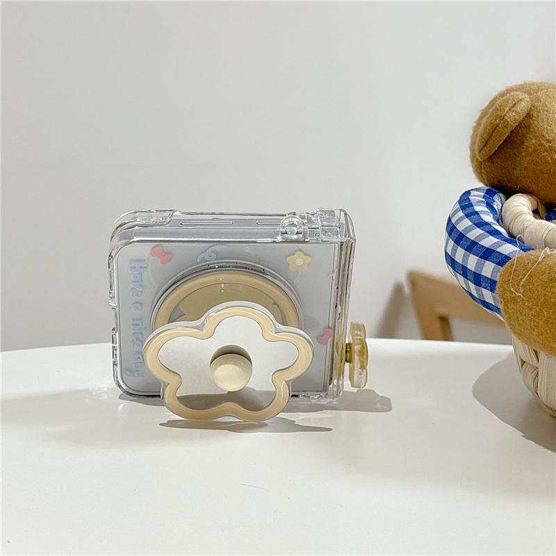 Cute Small Flower Magnetic Phone Case For Samsung Galaxy Z Flip 7 6 5 Flip6 Flip7 Cover with Magsafe Stand Lanyard Cases Funda