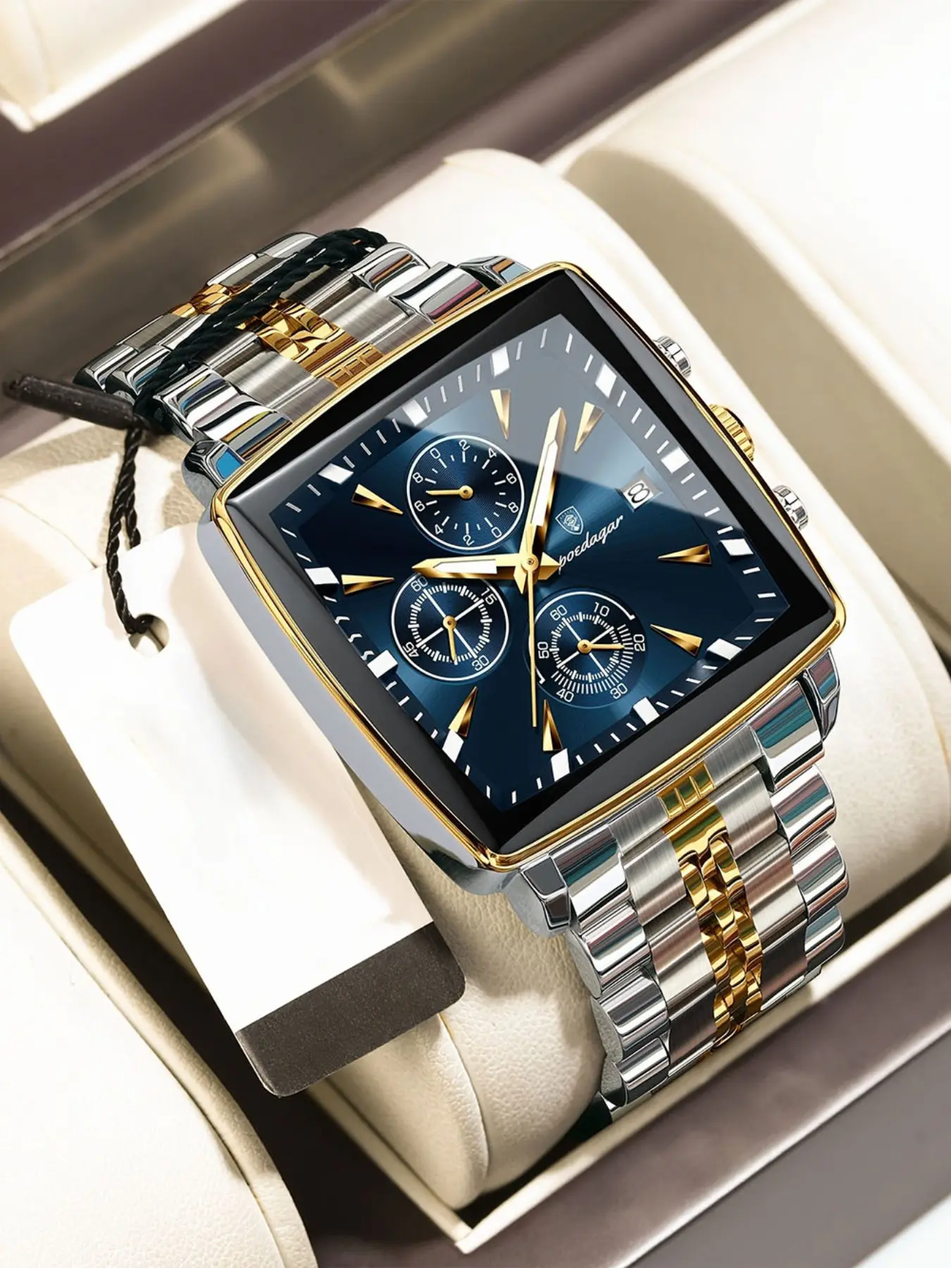 Casual Sports Watch, Quartz Analog Wristwatch, Stainless Steel Quartz Movement, 3atm Water Resistant, Luminous Hands, Chronograph, Zinc Alloy Case, Battery Powered