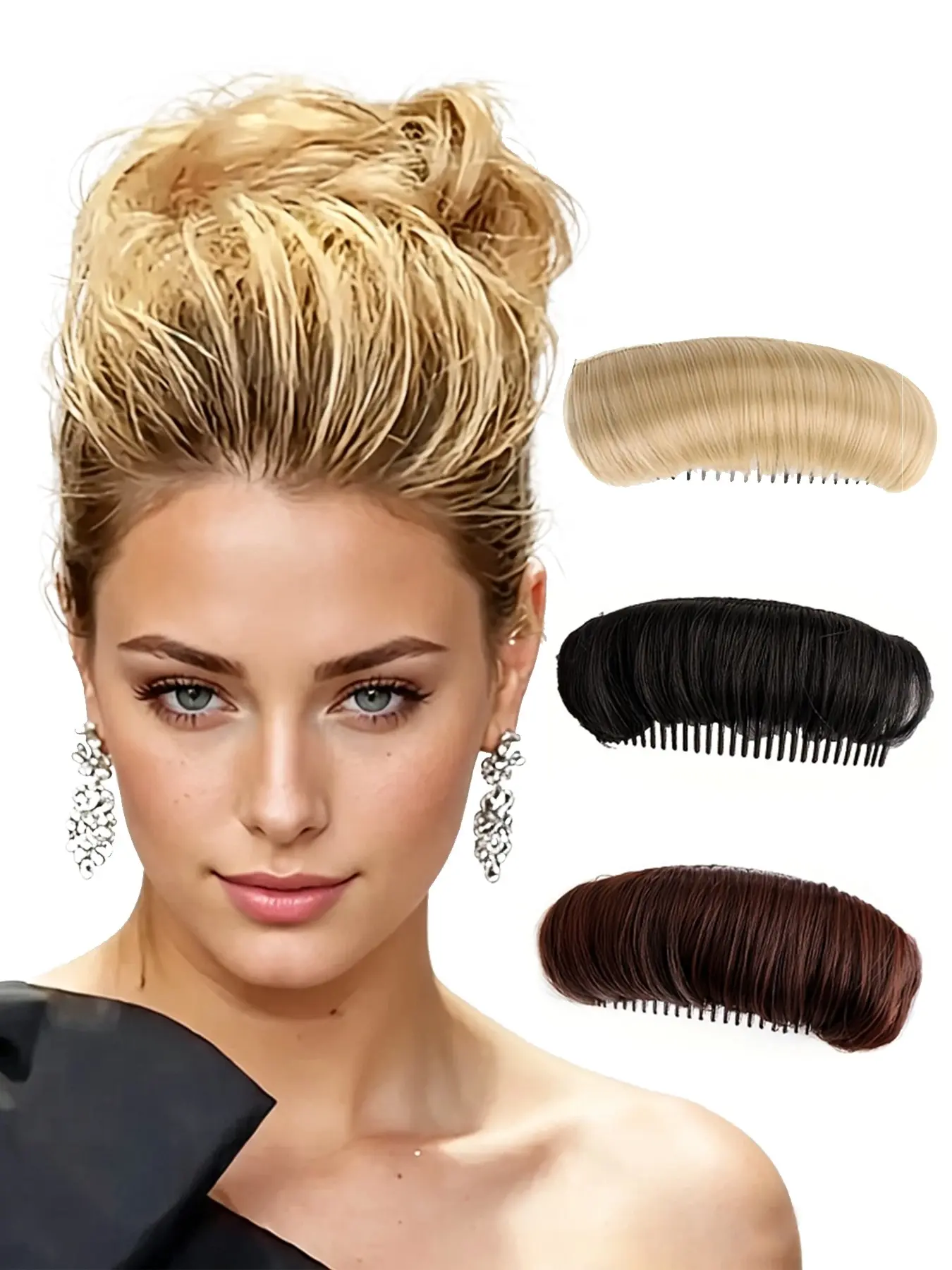 Large Fluffy Sponge Hair Pad, Invisible Clip-On Foam Cushion, DIY Dry Hair Styling, Natural Volumizing Hair Style Accessory, Perfect for Updos and Buns