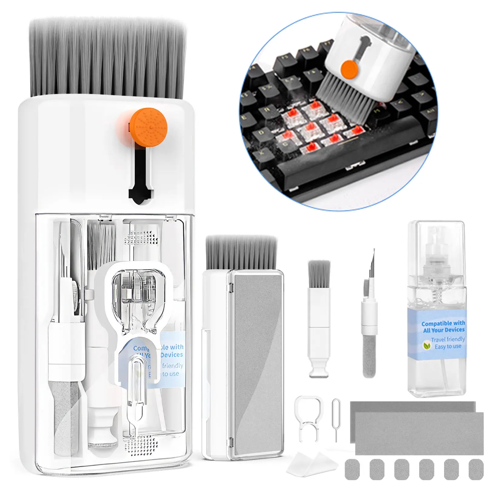 Multi-Function Cleaning Tool, All-In-One Keyboard Screen Cleaner Brush Kit, Ideal for Electronics, Laptops, Headphones, Gaming Enthusiasts, Men's Gift