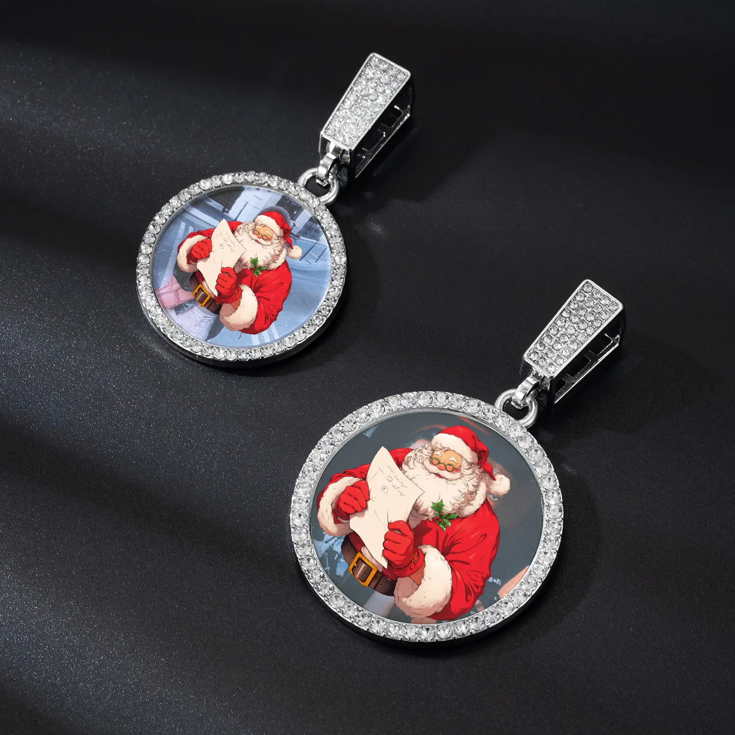 Unisex Custom Photo Necklace, Round Zircon Pendant - Hip Hop Style Personalized Jewelry Gift for Men & Women, Accessory Necklace, Fashion Accessory Necklace