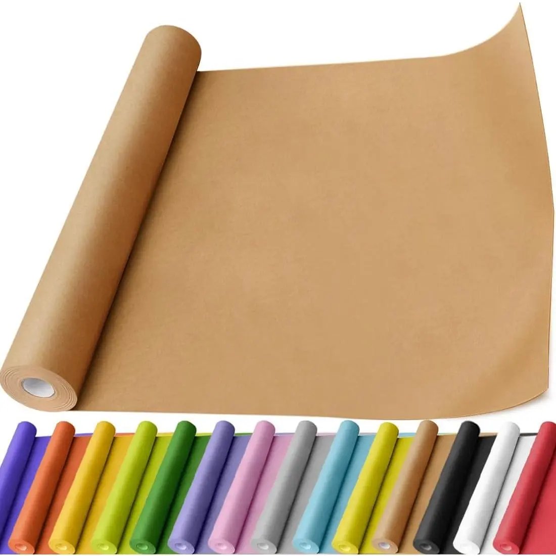 Brown  Paper Roll 17.5" x 600" (50') for  Wrapping Bulletin Board Craft Art Bouquet Flower Packing Moving Shipping Floor Covering Table 70GSM 50LB (Brown, 17.5" x 50')