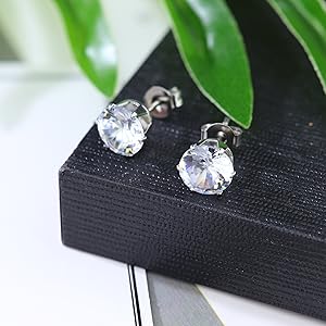 8 Pairs Hypoallergenic Stud Earrings Set | 316L Stainless Steel | Sensitive Ears Friendly | Unisex Jewelry 3-8mm (Silver & Black)