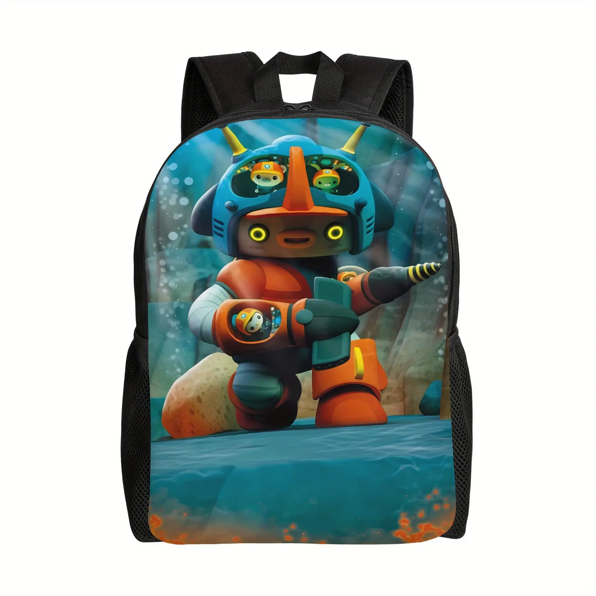 Octonauts Giant Submarine Captain Character Print Backpack, Underwater Adventure Cartoon Graphic Daypack, Ocean Explorer Laptop Bag Fits 15in Laptop Kids Toddlers Back To School Gift