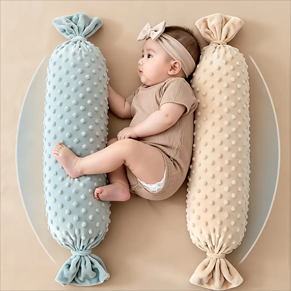 Bean Fleece Candy‑Shaped Pillow, A‑Grade Washable All‑Cotton Breathable Support Pillow, Anti‑Roll Over Soft Sleep Cushion for Daily Rest