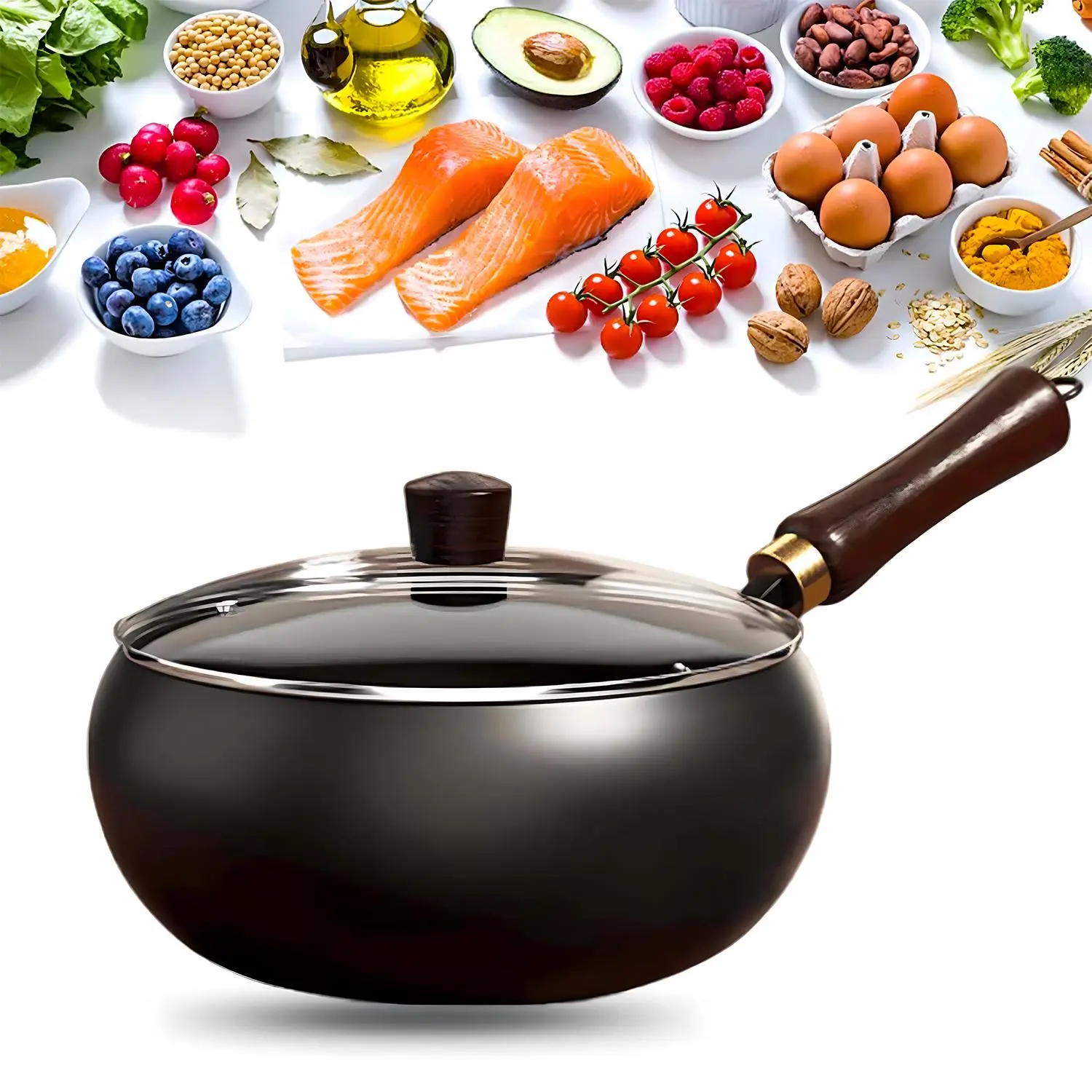 Uncoated Thick Iron Pot, Japanese Iron Pan, Hand-Forged Non-Stick Pans without Coating, High Purity Frying Pans for Cooking, Durable Cookware, Deep Frying Pan, Cast Iron Skillet, Kitchen Pans