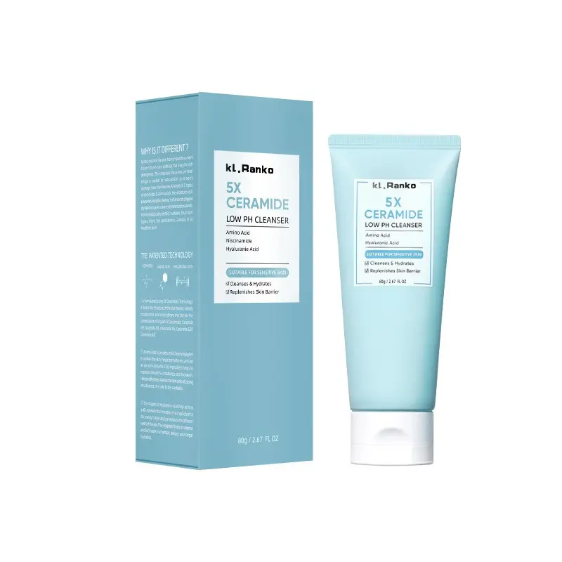 5x Ceramide Low Ph Cleanser, Gentle Face Wash for Sensitive Skin, Moisturizing & Soothing Formula, Ideal for Daily Use
