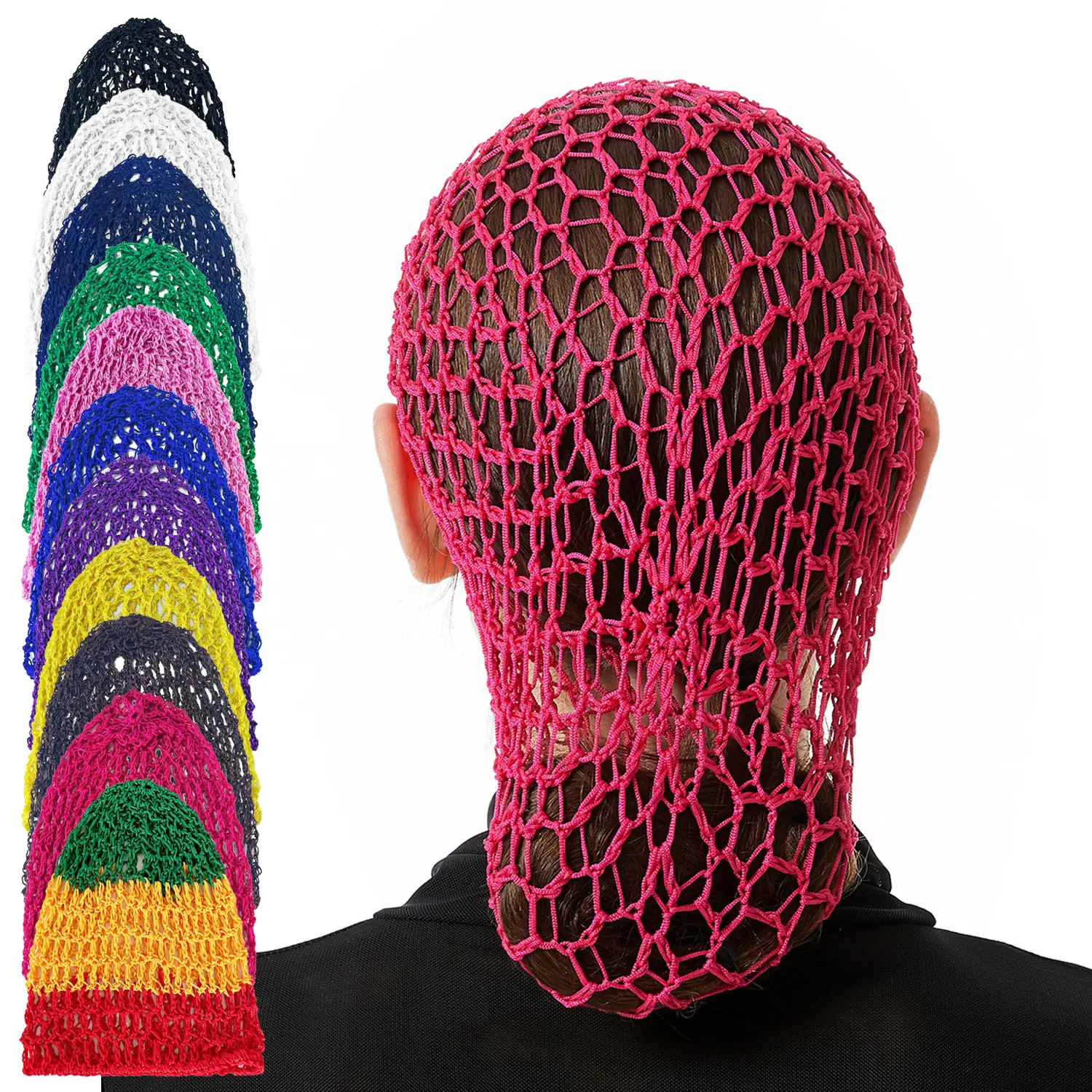 Hand Crochet Mesh Sleep Cap, Extra Long Oversized Full Head Hair Net, Thick Yarn Handmade Hair Wrap, Mesh Cap, Crocheted Look, Extra Large, Hair Styling