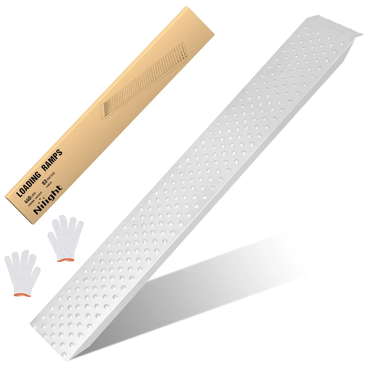 Nilight Heavy-Duty Metal Steel Loading Ramps (1 Pack) - 62.6in x 9in, 440lbs Pair Capacity, Anti-Slip Surface, Reinforced Top Plate, Tool-Free Setup for Bicycle, Motorcycle