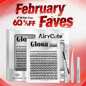 Glosa | AiryCute Velour Luxe Collection Upgrade U Lashes with Ultra-Dense, Waterproof, Long-Lasting Lashes | Vivi | Natural Daily | Beginner-Friendly DIY Lashes for a Flawless, Voluminous Look | Trendy & Must-Have Clusters